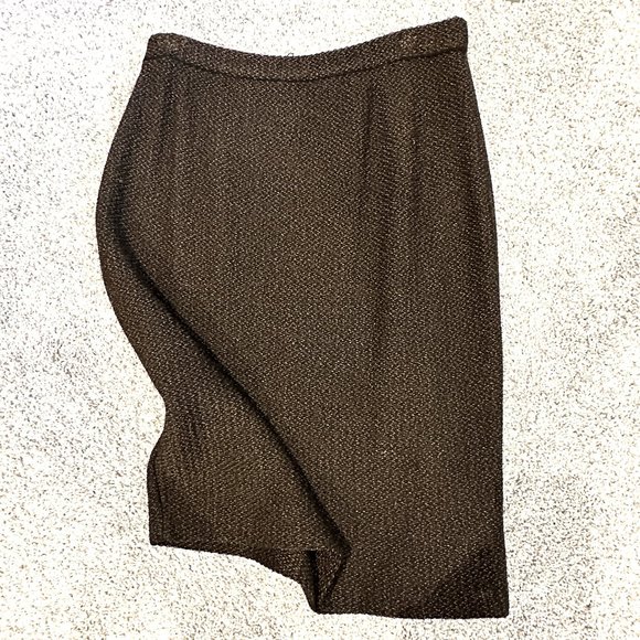 Wool and Rayon Brown Tweed Pencil Skirt - Picture 1 of 9